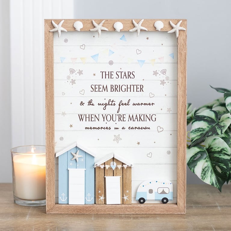 The Stars Seem Brighter Caravan Plaque - Seaside Decor with Personalized Touch