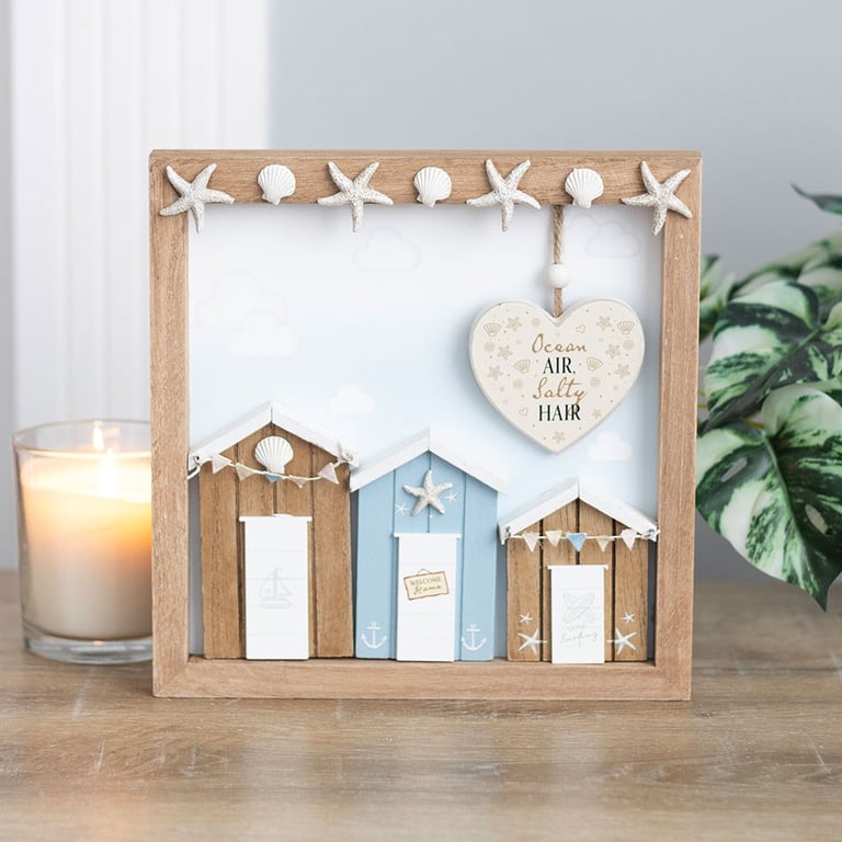 Ocean Air Salty Hair 3D Shell Beach Hut MDF Plaque - Coastal Home Decor Wall Art