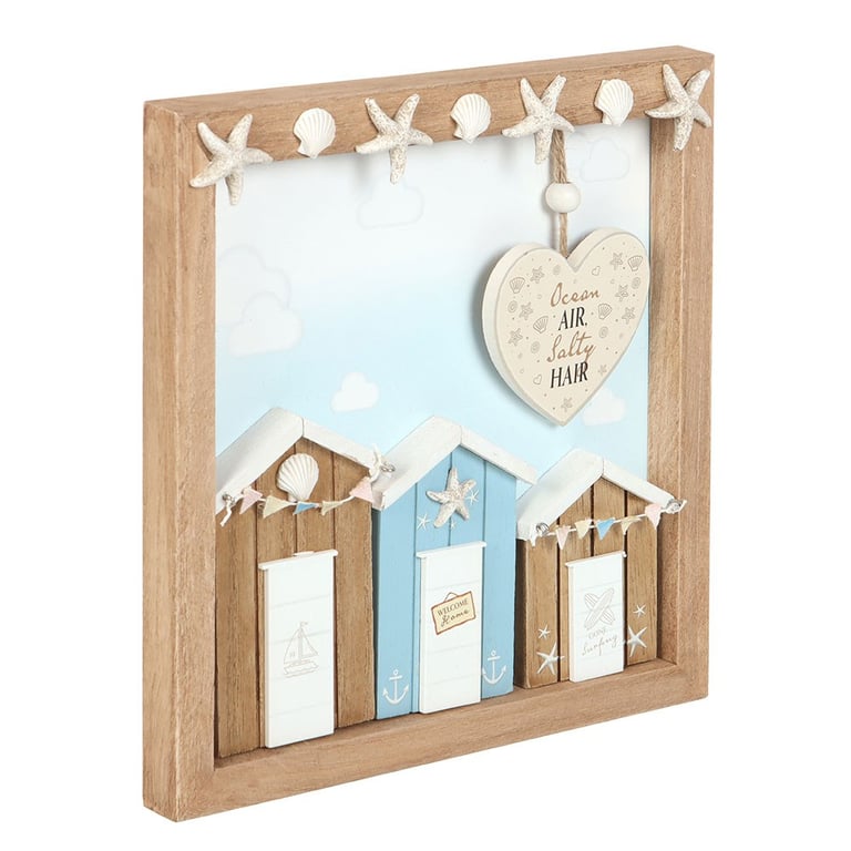 Ocean Air Salty Hair 3D Shell Beach Hut MDF Plaque - Coastal Home Decor Wall Art