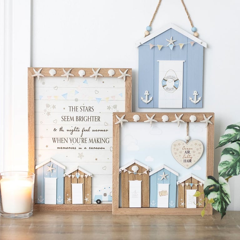 Ocean Air Salty Hair 3D Shell Beach Hut MDF Plaque - Coastal Home Decor Wall Art