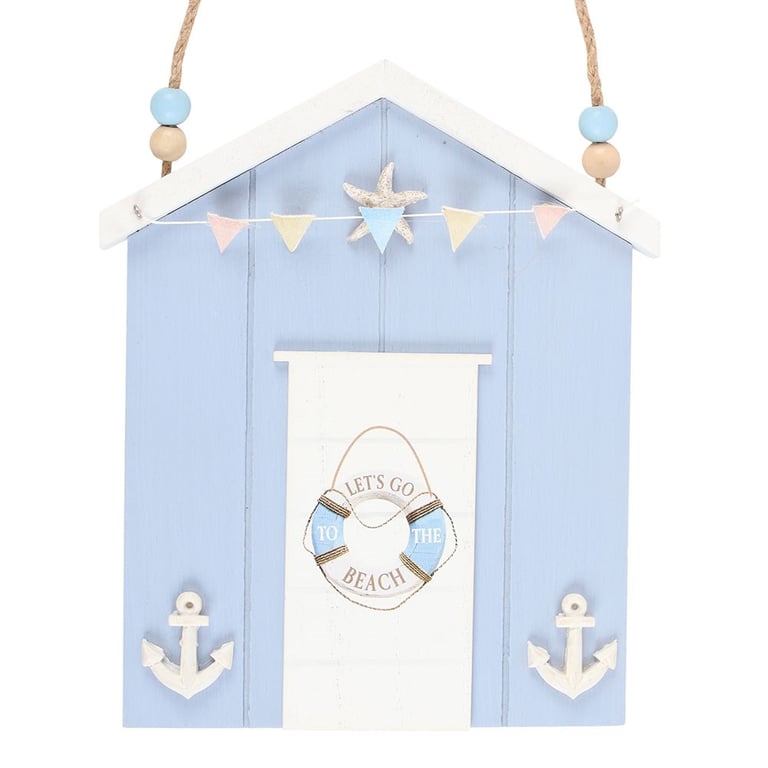 Blue Life Ring Beach Hut Hanging Decoration - Seaside Home Decor with Coastal Theme