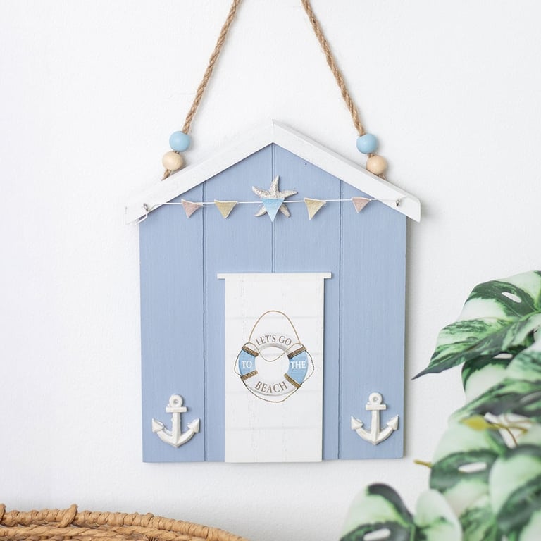 Blue Life Ring Beach Hut Hanging Decoration - Seaside Home Decor with Coastal Theme