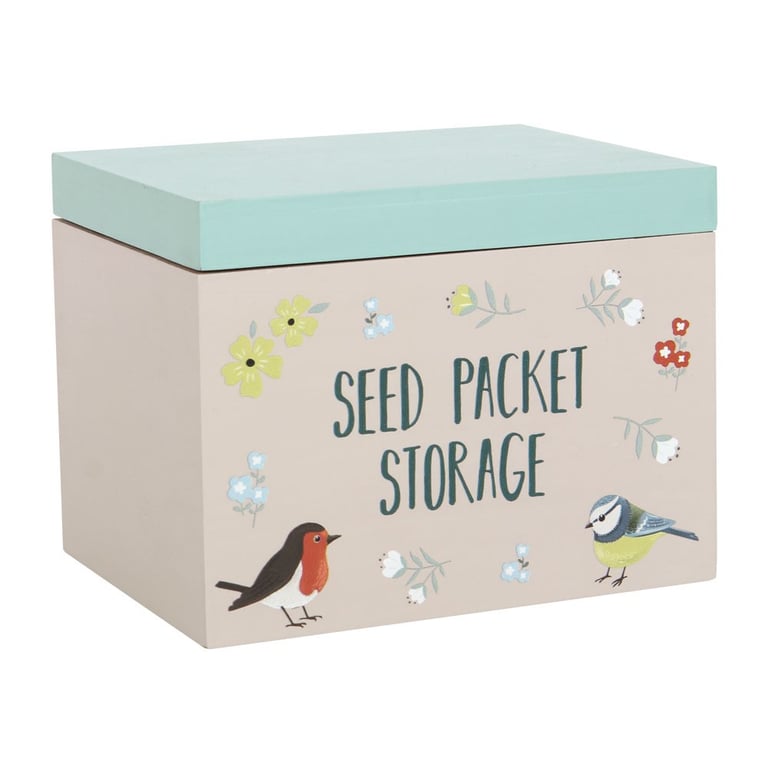 British Garden Birds Seed Packet Storage Box - Organise Your Seeds with Beautiful Bird Illustrations