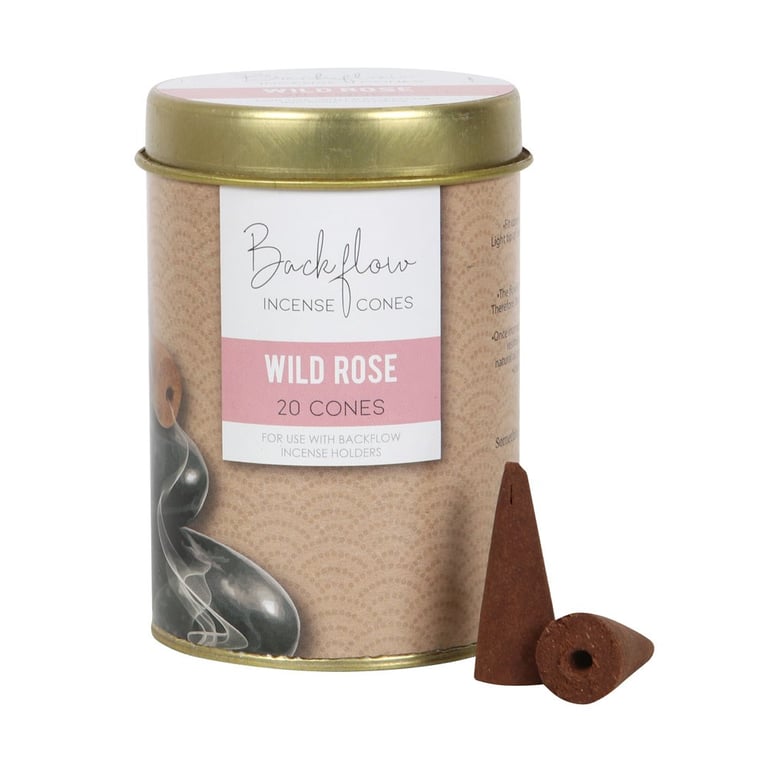 Elements Wild Rose Jumbo Backflow Cones - Handmade Home Fragrance Incense Set of 6 Tins