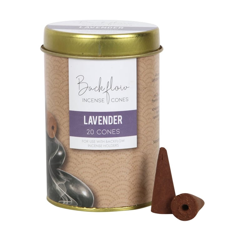 Elements 6-Piece Lavender Jumbo Backflow Incense Cones Set - Vegan Home Fragrance, 40-Minute Burn Time