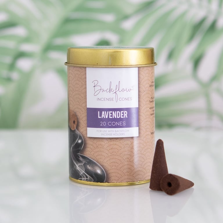 Elements 6-Piece Lavender Jumbo Backflow Incense Cones Set - Vegan Home Fragrance, 40-Minute Burn Time
