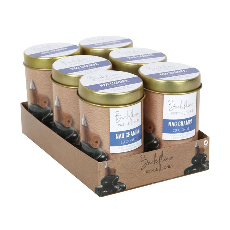 Elements Nag Champa Jumbo Backflow Cones - Traditional Incense for Home Fragrancing (6 x 20 Count)
