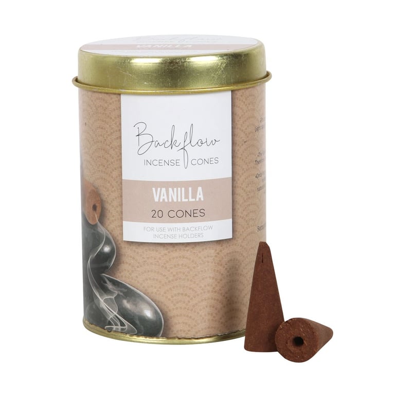 Elements 6-Pack Vanilla Jumbo Backflow Incense Cones - Handmade in India, Vegan Home Fragrance