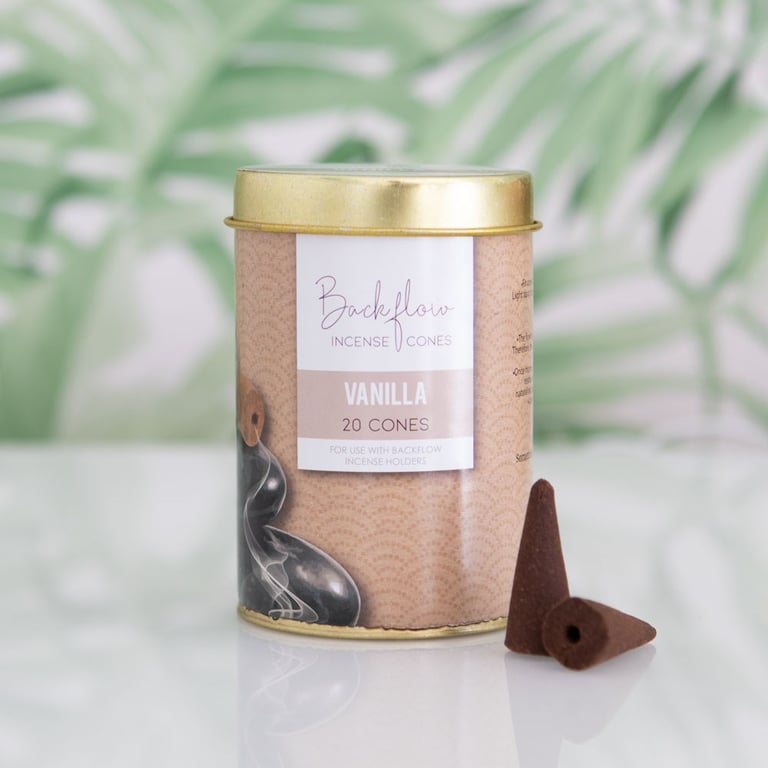 Elements 6-Pack Vanilla Jumbo Backflow Incense Cones - Handmade in India, Vegan Home Fragrance