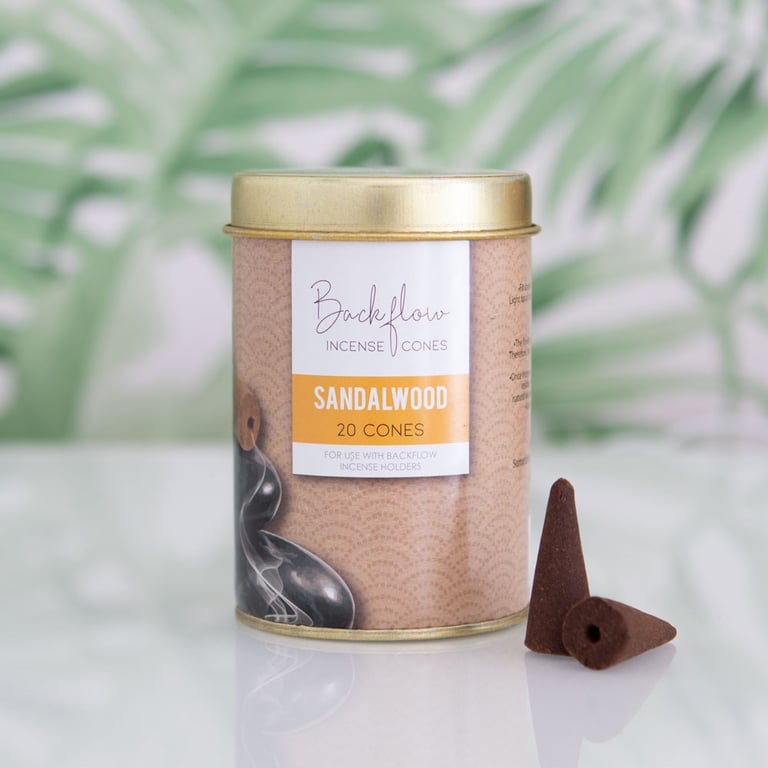 Elements Sandalwood Jumbo Backflow Incense Cones (6 Pack) - Handmade Vegan Home Fragrance
