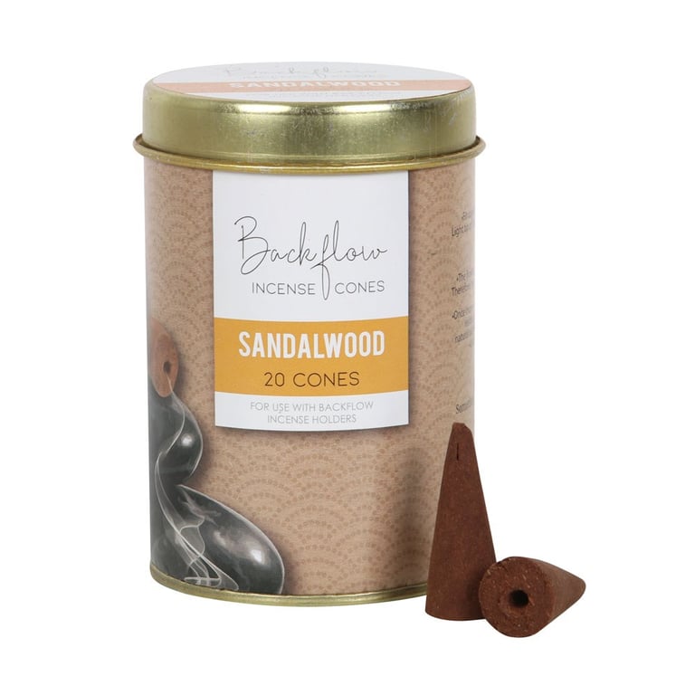 Elements Sandalwood Jumbo Backflow Incense Cones (6 Pack) - Handmade Vegan Home Fragrance