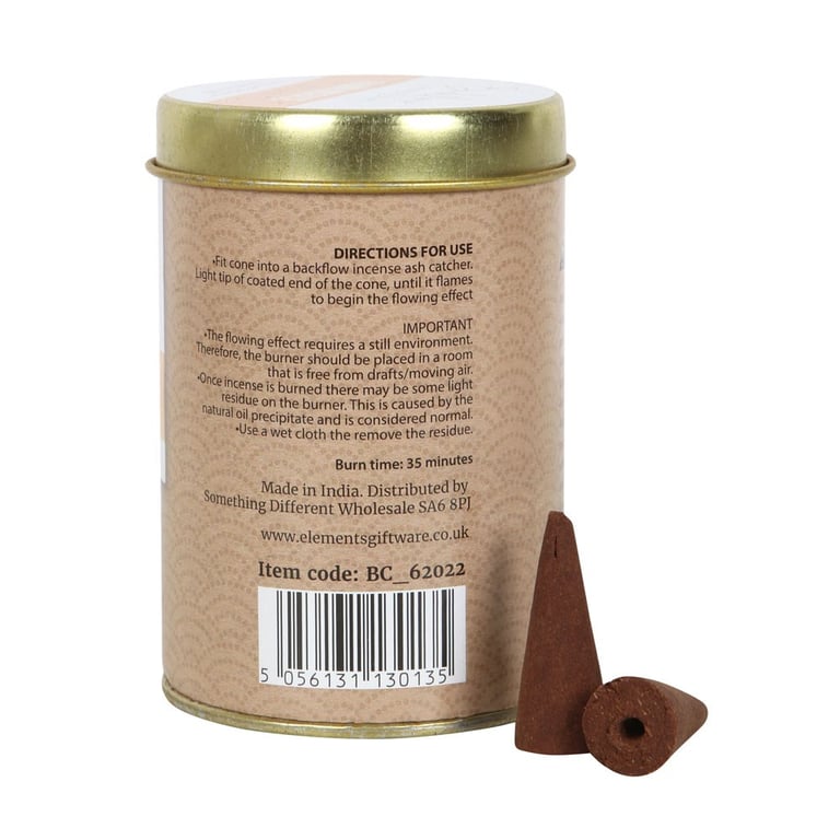 Elements Frankincense Jumbo Backflow Incense Cones - 6 Tins, Vegan, 40 Min Burn Time