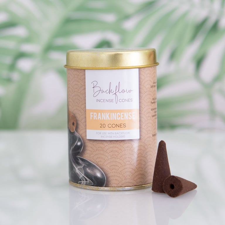 Elements Frankincense Jumbo Backflow Incense Cones - 6 Tins, Vegan, 40 Min Burn Time
