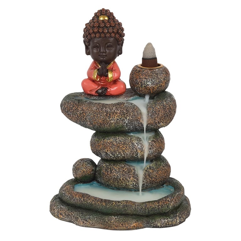 Resin Backflow Incense Burner - Buddha and Rock Pond Design