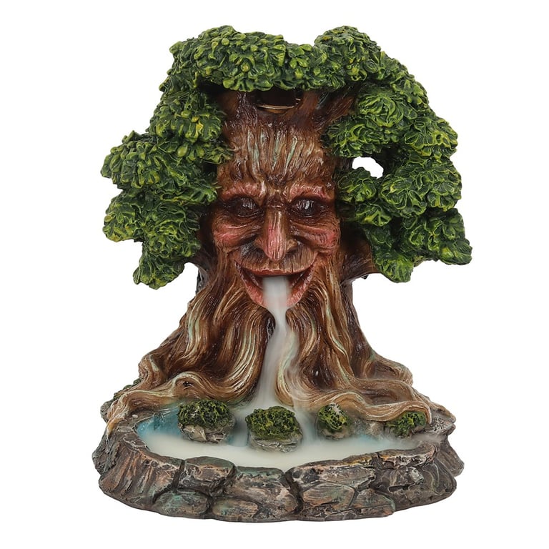 Tree Man Backflow Incense Burner with Whimsical Blue Pond Design