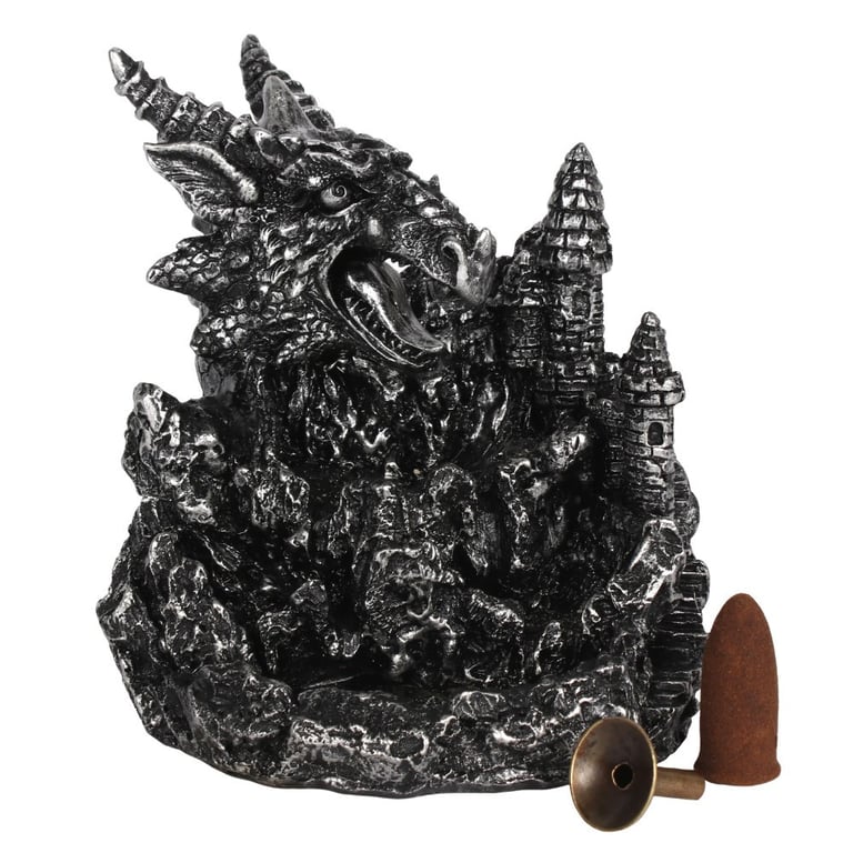 Silver Dragon Backflow Incense Burner With Colour Changing Light