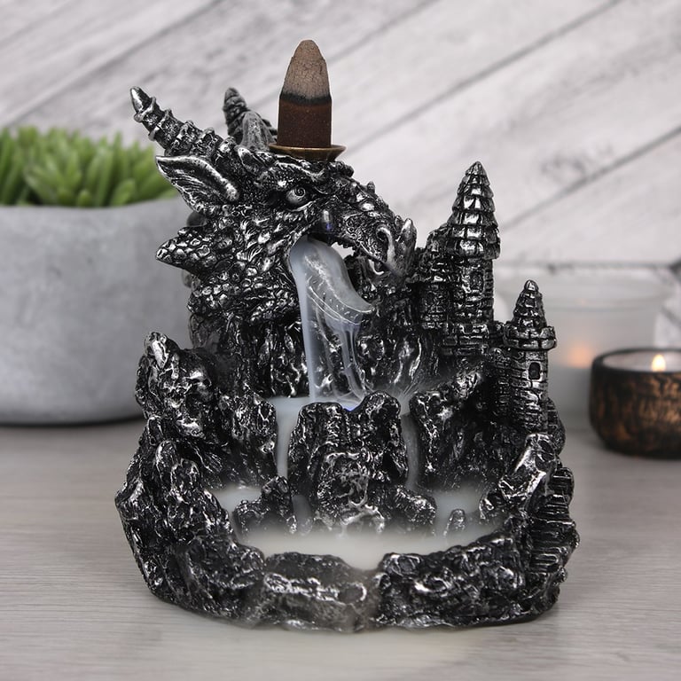 Silver Dragon Backflow Incense Burner With Colour Changing Light