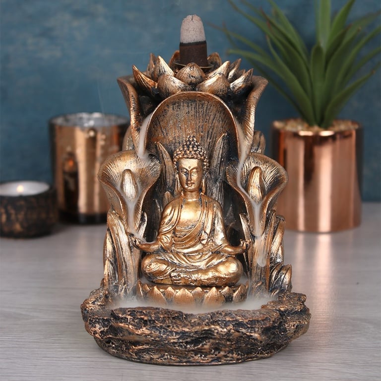Bronze Buddha Backflow Incense Burner - Mesmerising Smoke Waterfall Effect