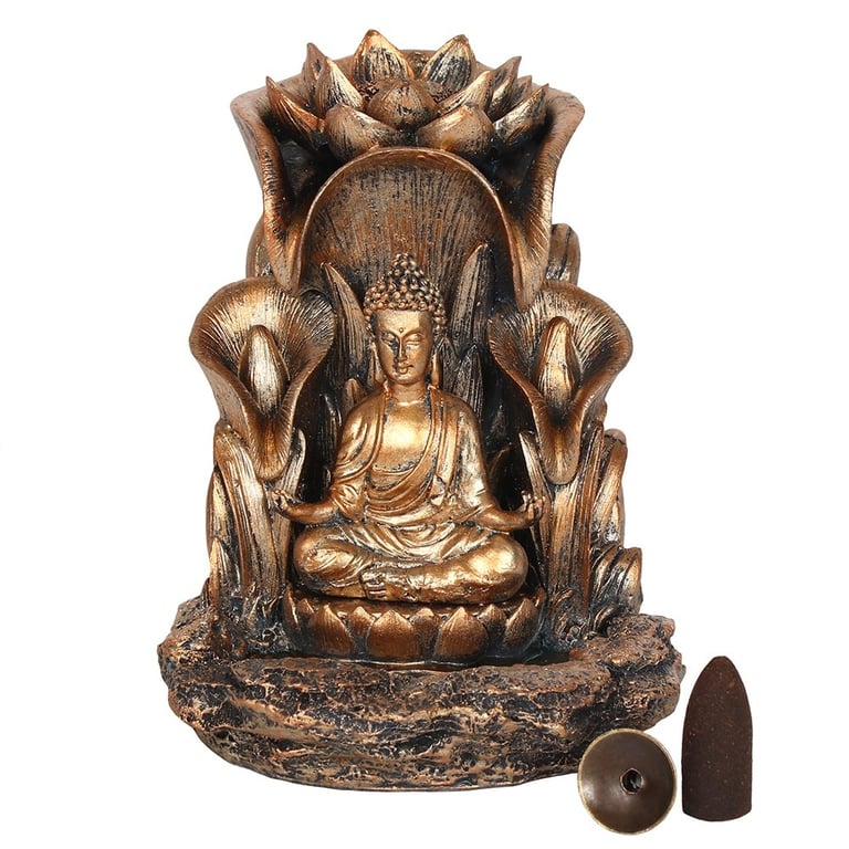 Bronze Buddha Backflow Incense Burner - Mesmerising Smoke Waterfall Effect