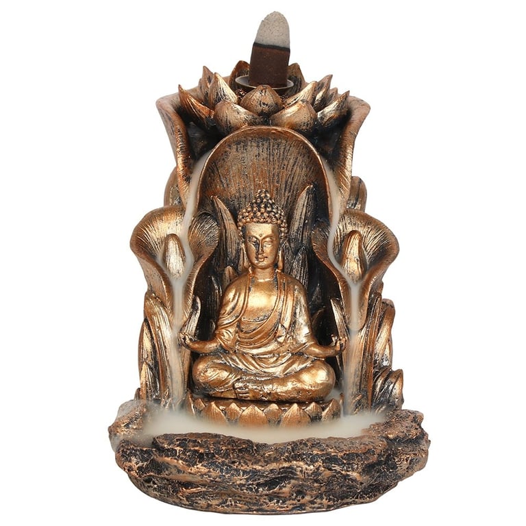 Bronze Buddha Backflow Incense Burner - Mesmerising Smoke Waterfall Effect