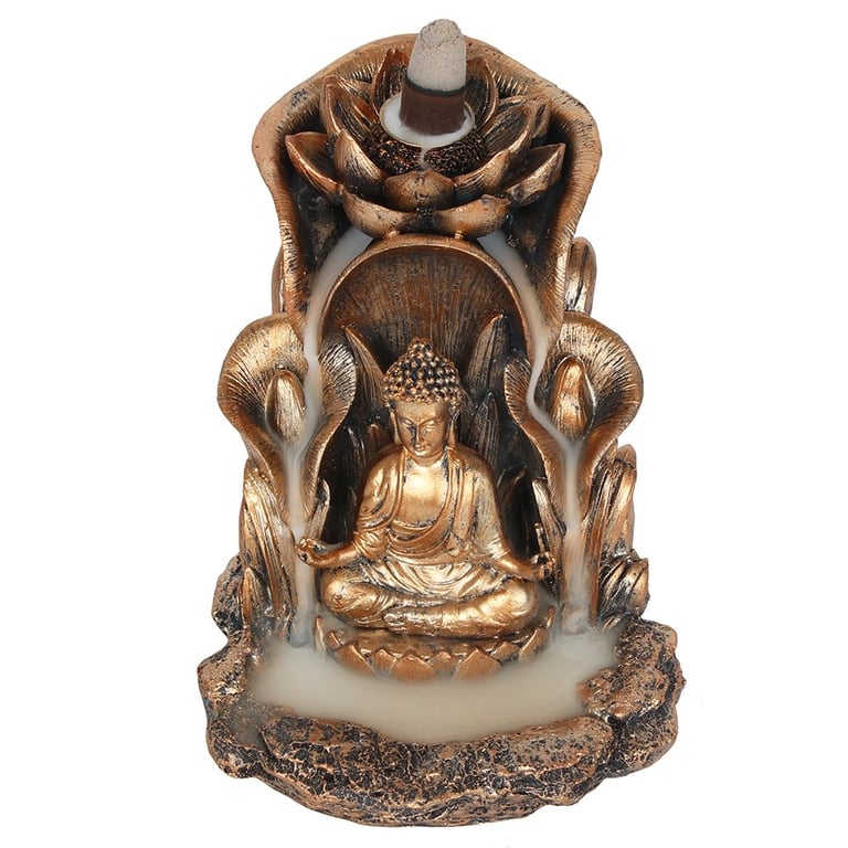 Bronze Buddha Backflow Incense Burner - Mesmerising Smoke Waterfall Effect