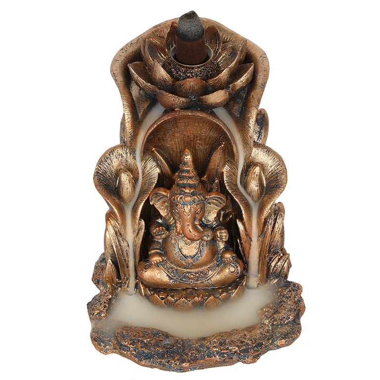 Bronze Ganesh Backflow Incense Burner - Mesmerizing Waterfall Effect Home Decor