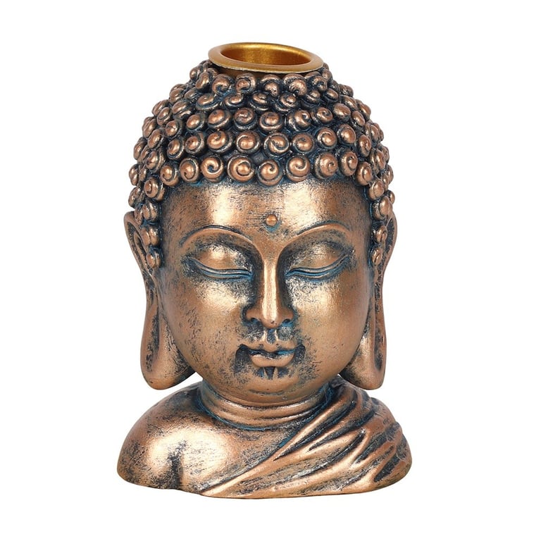 Bronze Buddha Head Backflow Incense Burner - Elegant Home Meditation Decor