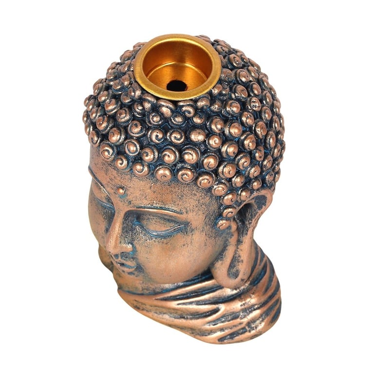 Bronze Buddha Head Backflow Incense Burner - Elegant Home Meditation Decor