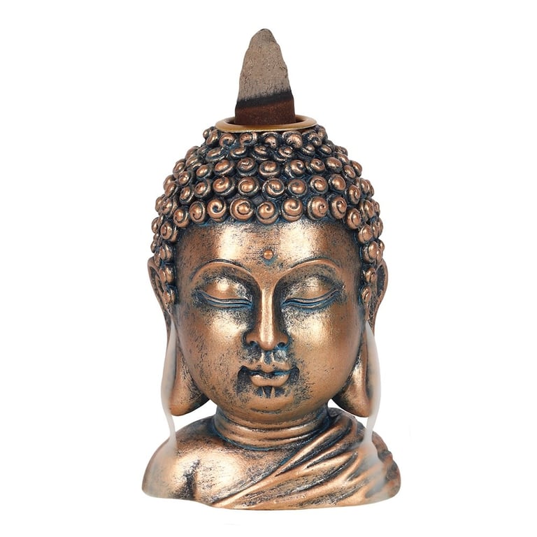 Bronze Buddha Head Backflow Incense Burner - Elegant Home Meditation Decor