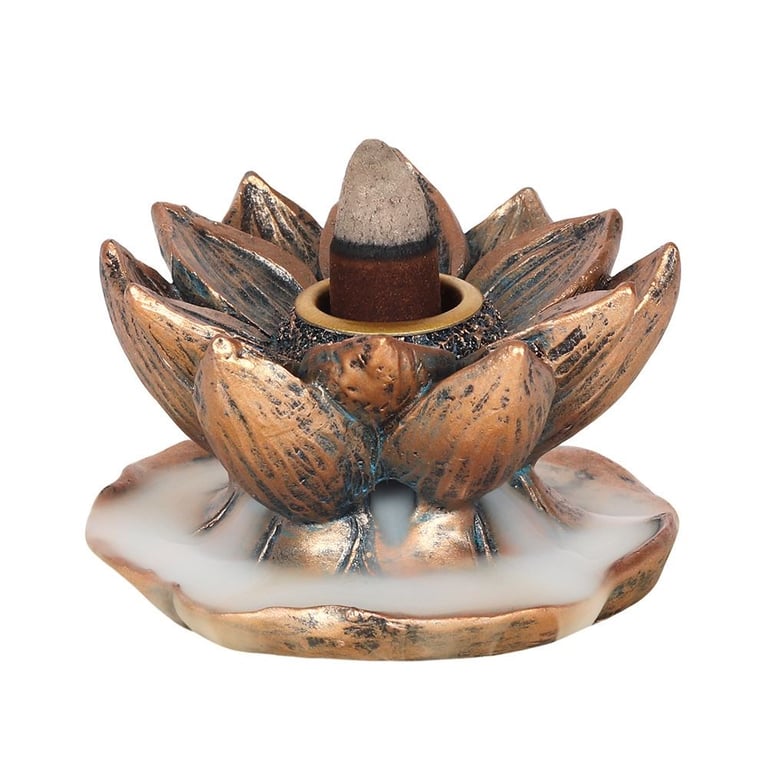 Bronze Lotus Backflow Incense Burner - Mesmerising Smoke Waterfall Effect