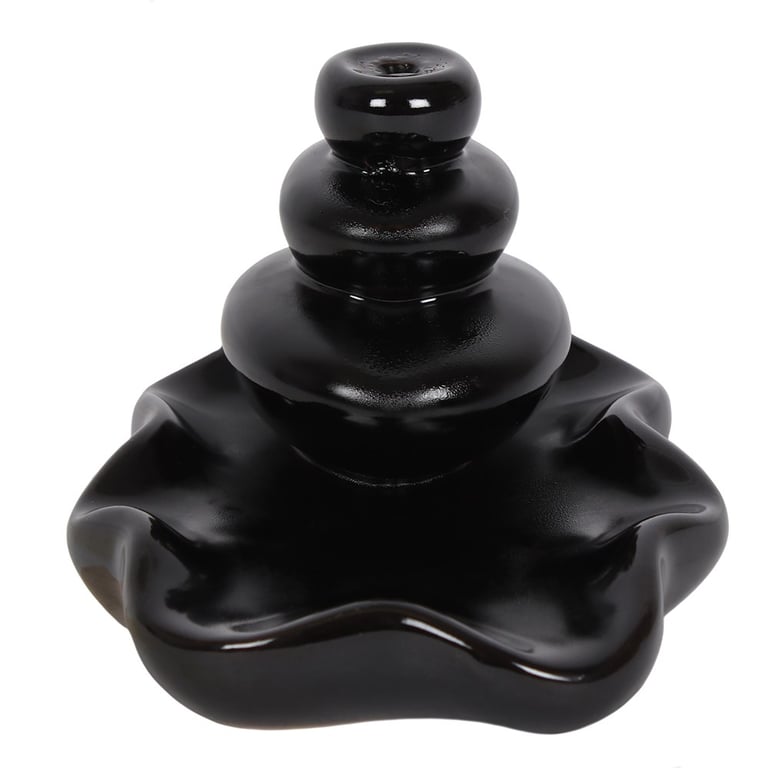 Large Black Ceramic Backflow Incense Burner - Mesmerising Waterfall Effect Home Decor