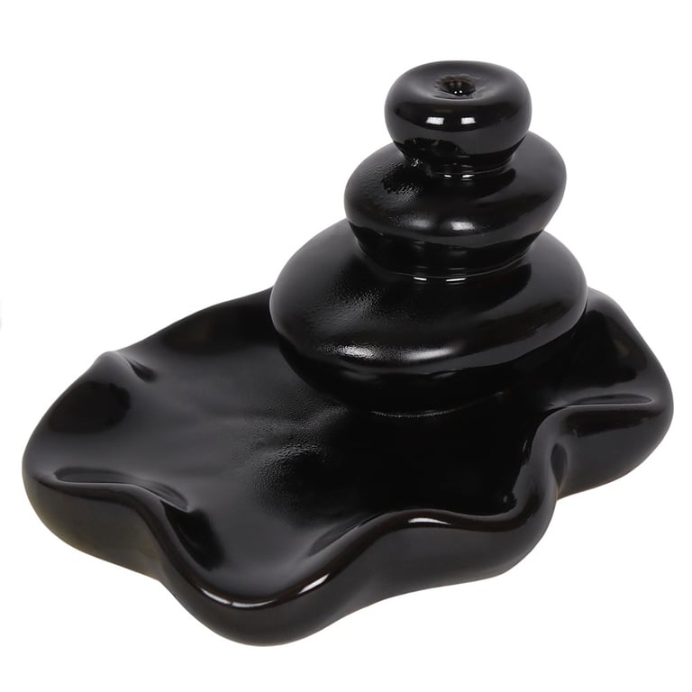 Large Black Ceramic Backflow Incense Burner - Mesmerising Waterfall Effect Home Decor