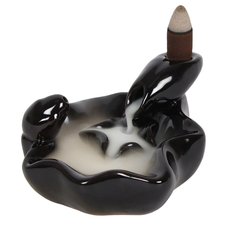 Pool to Pool Backflow Incense Burner - Mesmerizing Smoke Waterfall Effect in Black Ceramic Design