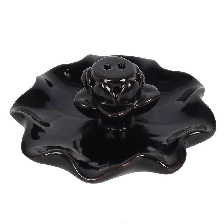 Lotus Pool Backflow Incense Burner - Beautiful Black Ceramic Design with Mesmerizing Waterfall Effect