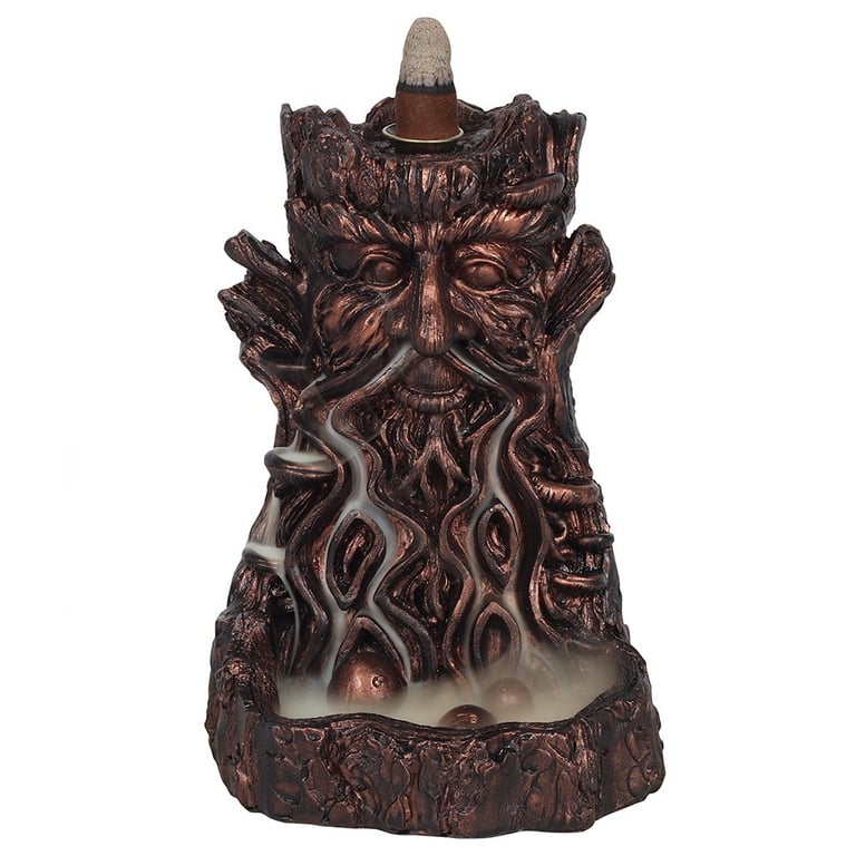 Bronze Effect Tree Man Backflow Resin Incense Burner - Unique Smoke Flow Design