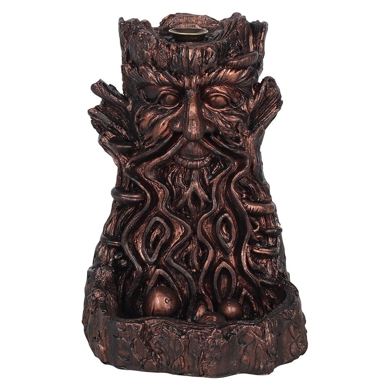 Bronze Effect Tree Man Backflow Resin Incense Burner - Unique Smoke Flow Design