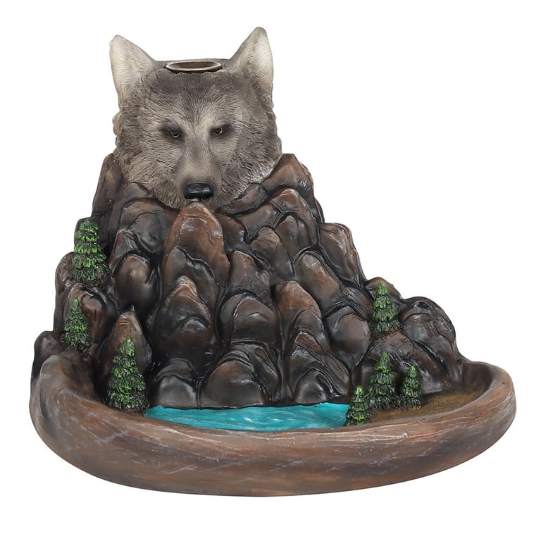 Grey Wolf Resin Backflow Incense Burner - Unique Home Decor Piece