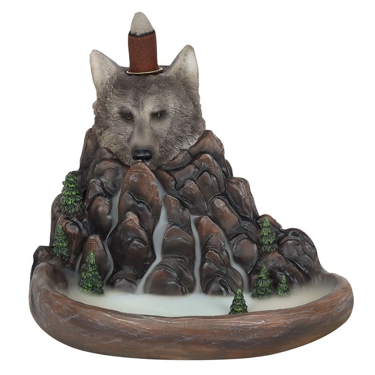 Grey Wolf Resin Backflow Incense Burner - Unique Home Decor Piece