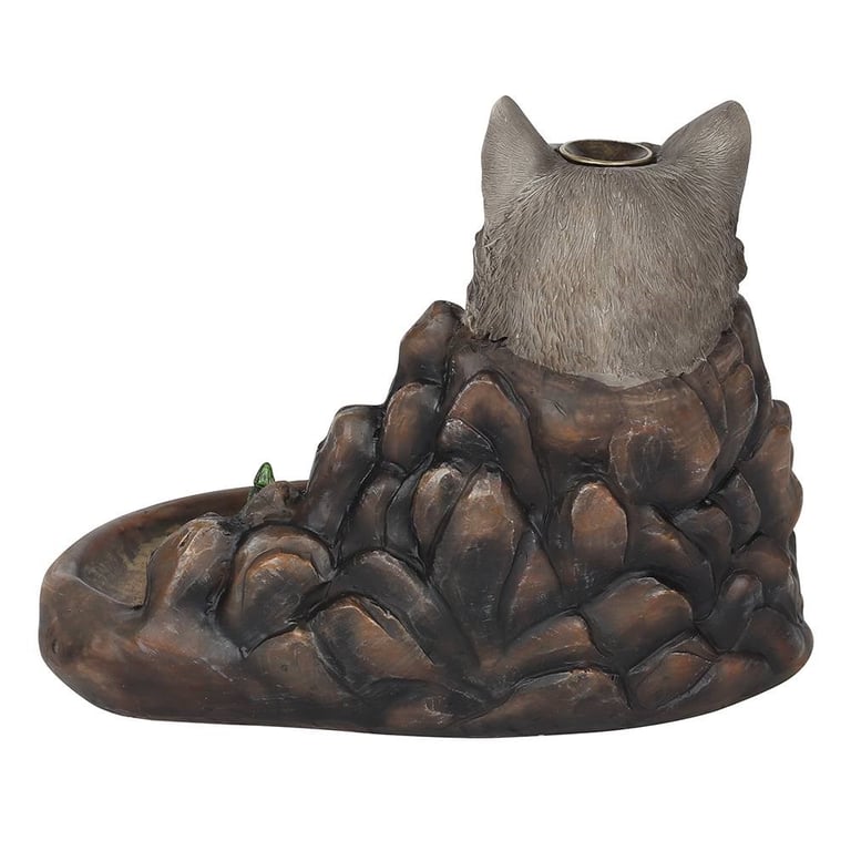 Grey Wolf Resin Backflow Incense Burner - Unique Home Decor Piece