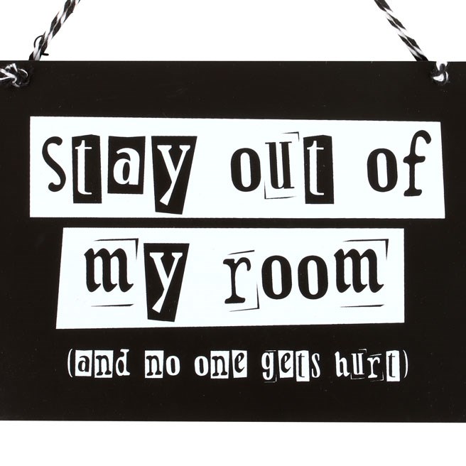 Stay Out of My Room Hanging Door Sign - Warning for Nosy Family Members and Roommates