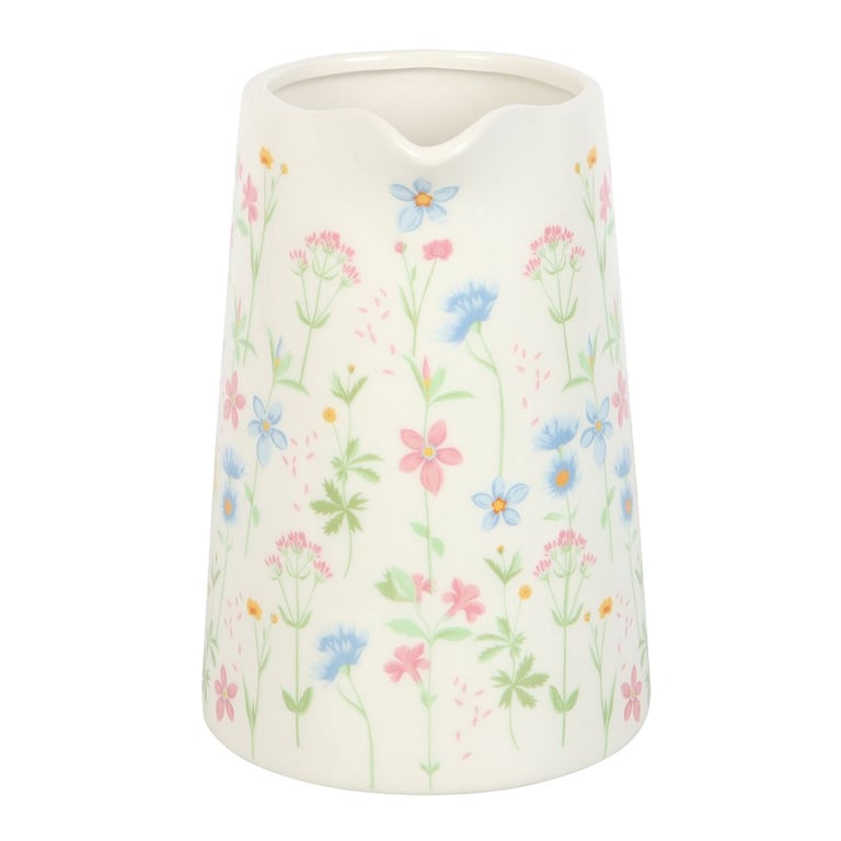 Floral Print Ceramic Flower Jug - 1300ml Capacity, Perfect for Holding Flowers or as a Decorative Piece
