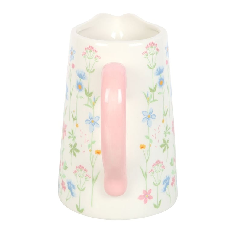 Floral Print Ceramic Flower Jug - 1300ml Capacity, Perfect for Holding Flowers or as a Decorative Piece
