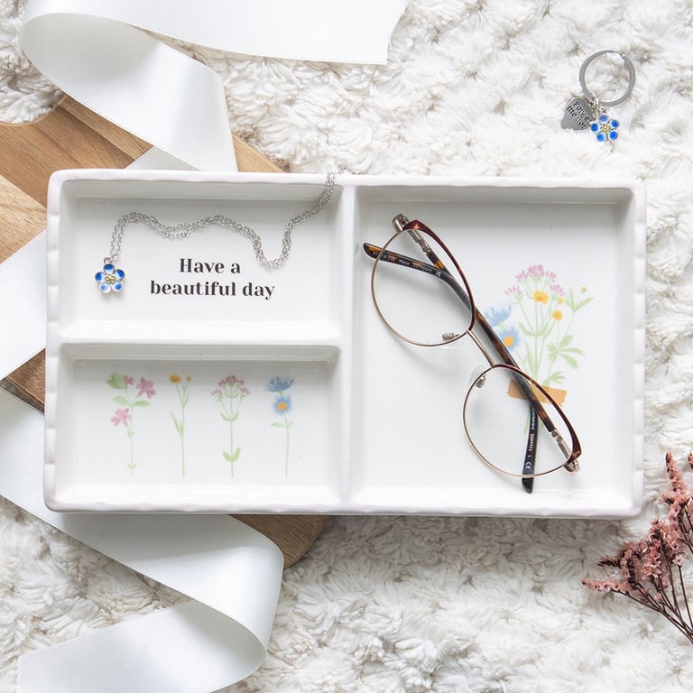 Beautiful Floral Trinket Tray - Home Organization and Jewelry Organizer in Style