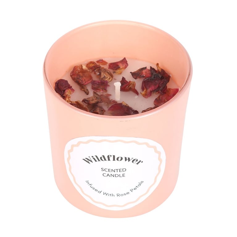 Wildflower Rose Petal Scented Candle - 20 Hour Home Fragrance Gift Idea