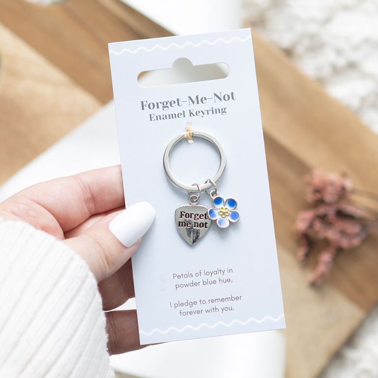 Forget-Me-Not Enamel Flower Keyring - Sentimental Gift Token of Appreciation