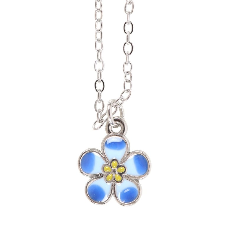Forget-Me-Not Flower Necklace with Greeting Card - Stainless Steel Jewelry Gift