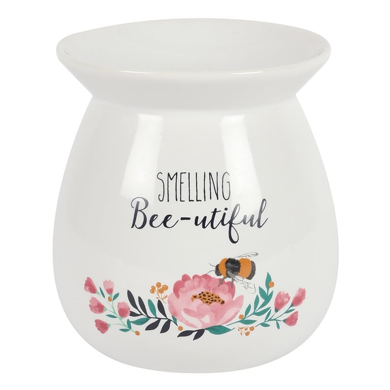 Large Smelling Bee-utiful Wax Melt Burner Gift Set with Floral Design and Soy Wax in Heather & Honey Scent