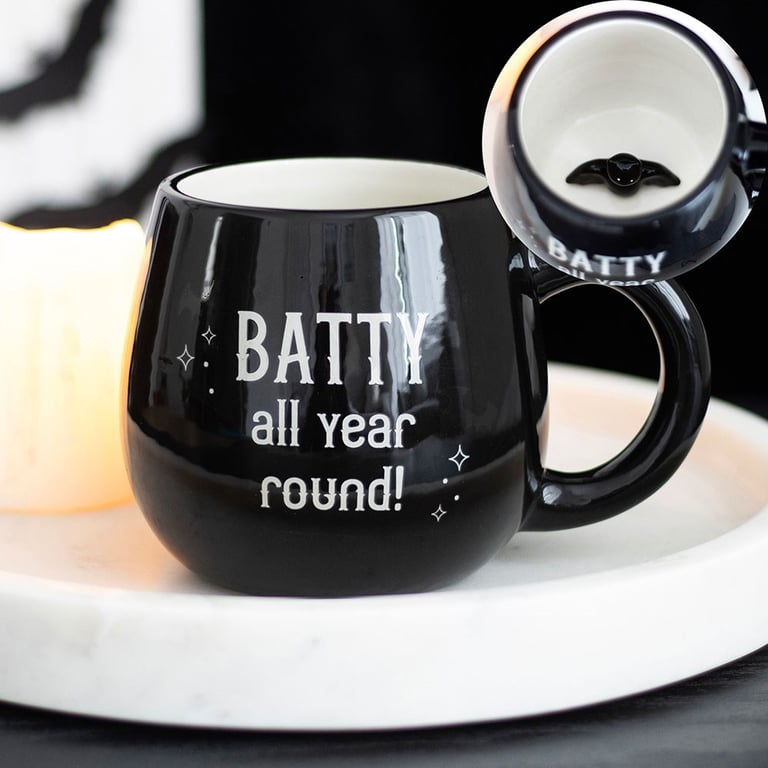 Batty All Year Round Peekaboo Mug - 500ml Quirky Bat Themed Coffee Cup