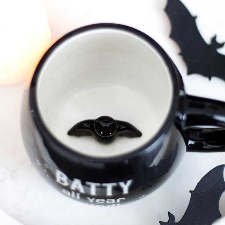 Batty All Year Round Peekaboo Mug - 500ml Quirky Bat Themed Coffee Cup