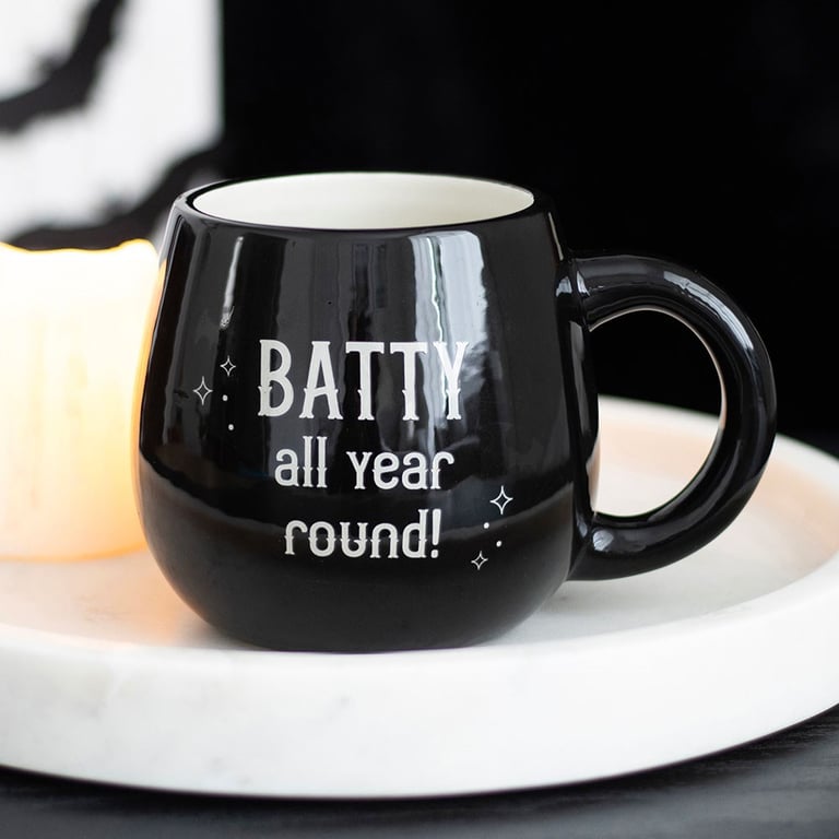 Batty All Year Round Peekaboo Mug - 500ml Quirky Bat Themed Coffee Cup